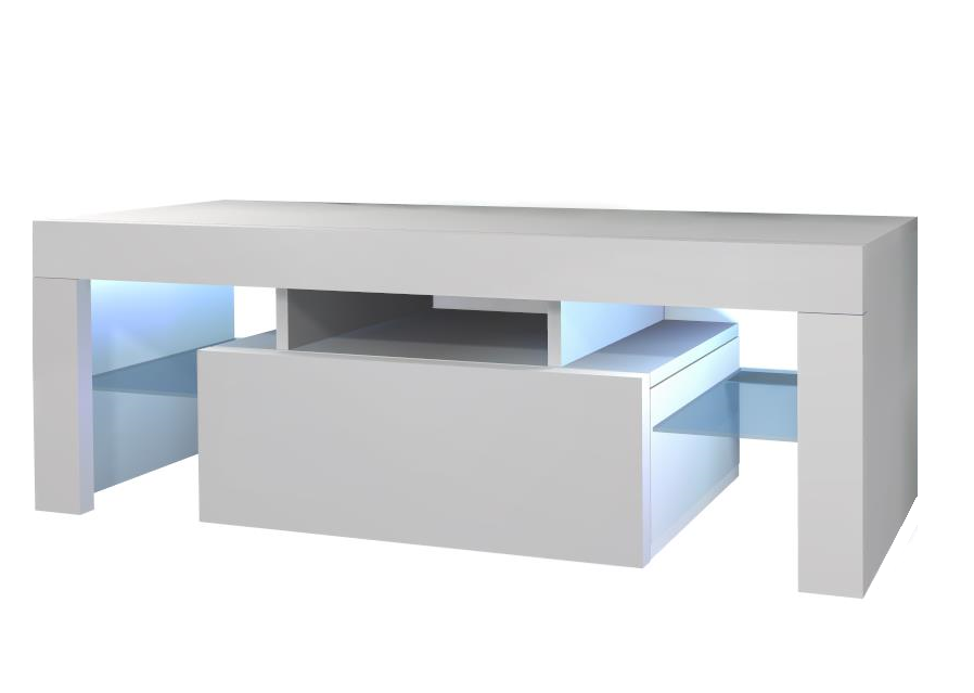 KOMODA STOLIK BIAŁY RTV 130 CM POŁYSK + LED