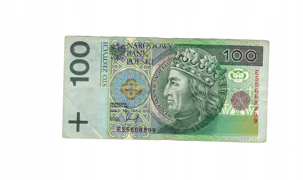 Banknot 100 STO ZŁOTYCH ES5668899 - 7550045399 - oficjalne ...