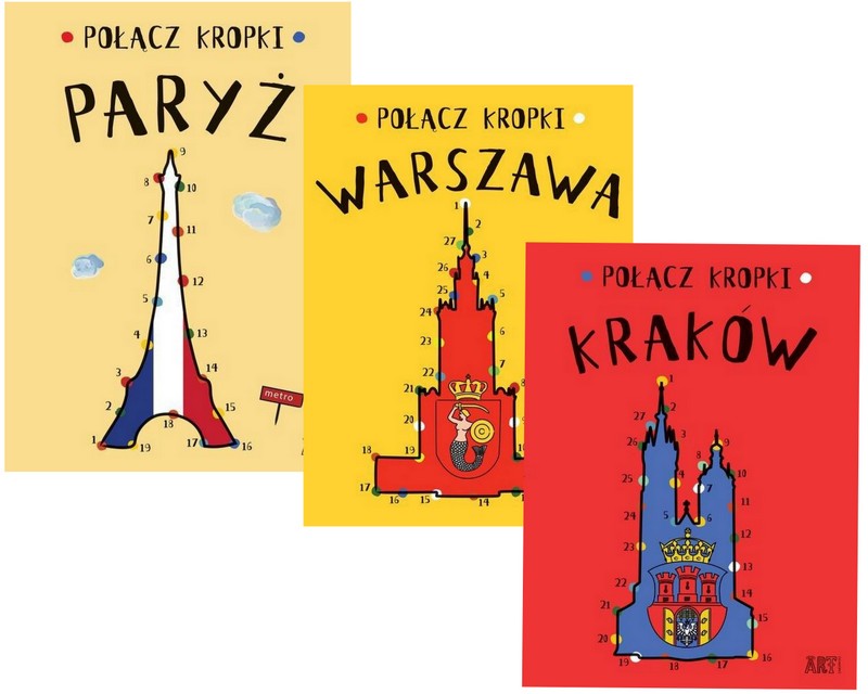 Połącz kropki KRAKÓW WARSZAWA PARYŻ KOLOROWANKI