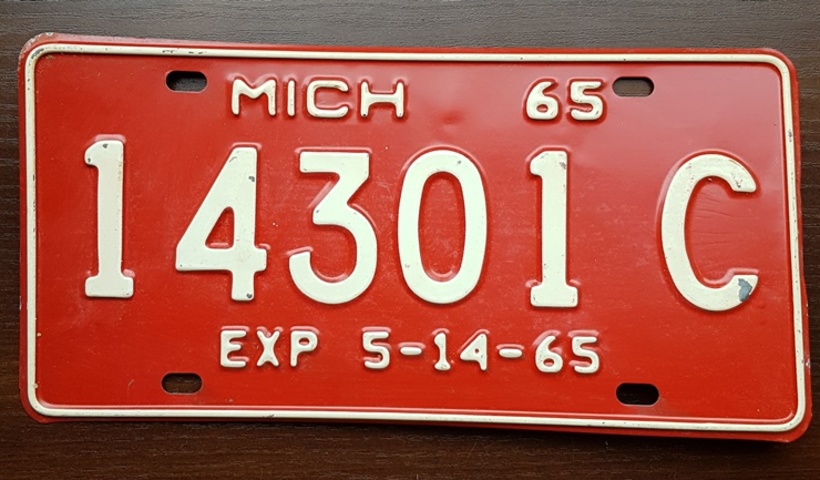 Michigan 1965 - S tablica rejestracyjna USA