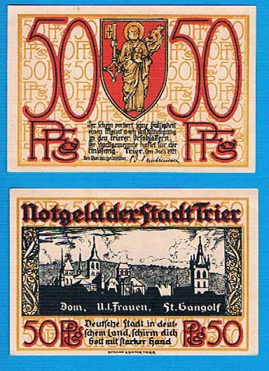 Nadrenia Trier 50 pf stan 1- rok 1921 lipiec