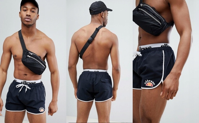 C2F312*ELLESSE KĄPIELÓWKI MĘSKIE CZARNE LOGO S C07