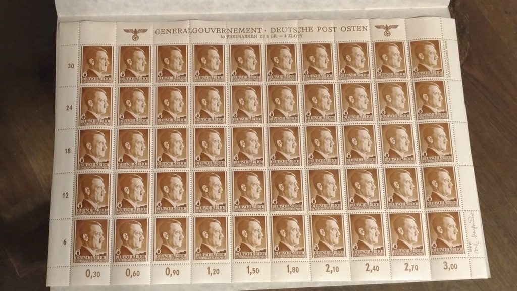 Arkusz znaczków z III Rzeszy II wojna światowa 6gr
