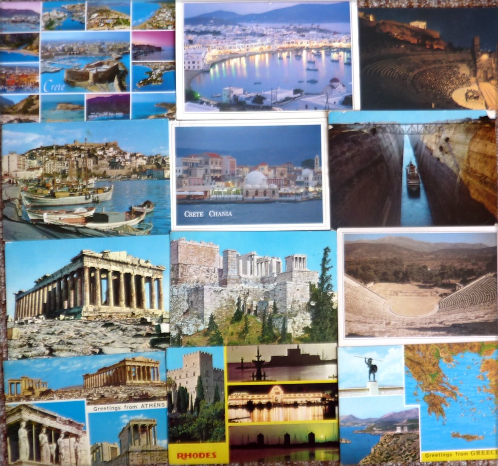 Grecja - 24 widokówki - pocztówki zestaw 1