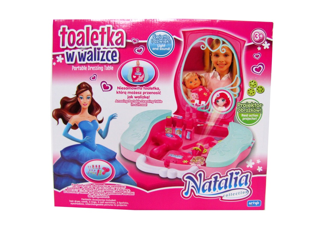 TOALETKA Z PROJEKTOREM + AKCESORIA WALIZKA Natalia