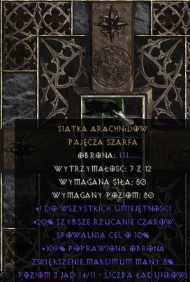 D2 Diablo 2 Ladder Siatka Arachnidów NAJTANIEJ