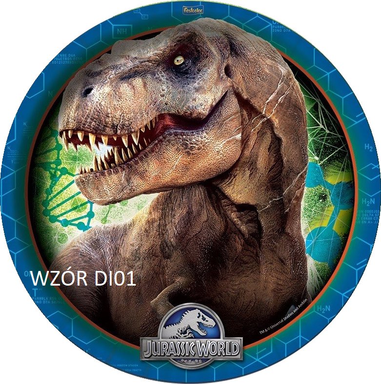 BARDZO GRUBY OPŁATEK NA TORT DINOZAUR 20 CM