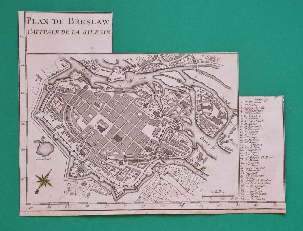 WROCŁAW BRESLAU ŚLASK PLAN MIASTA LE ROUGE 1741