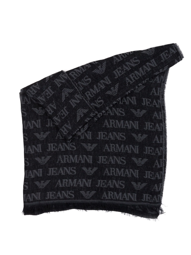 ARMANI JEANS włoski luksusowy szalik szal BLACK 