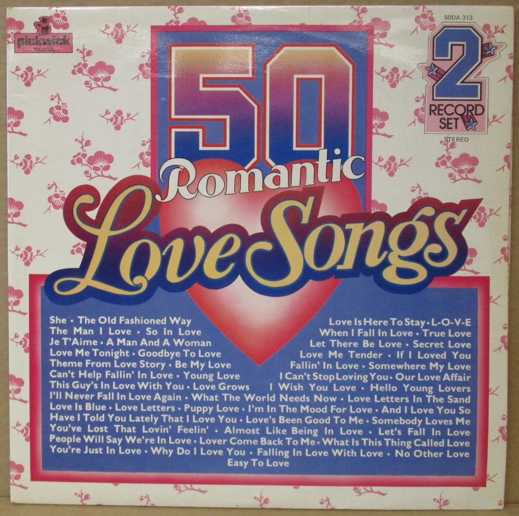 50 ROMANTIC LOVE SONGS 2LP UK VG+