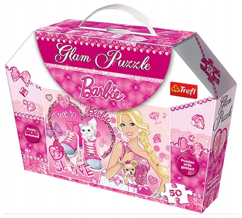 Barbie puzzle brokatowe z brokatem Glam 50 el.