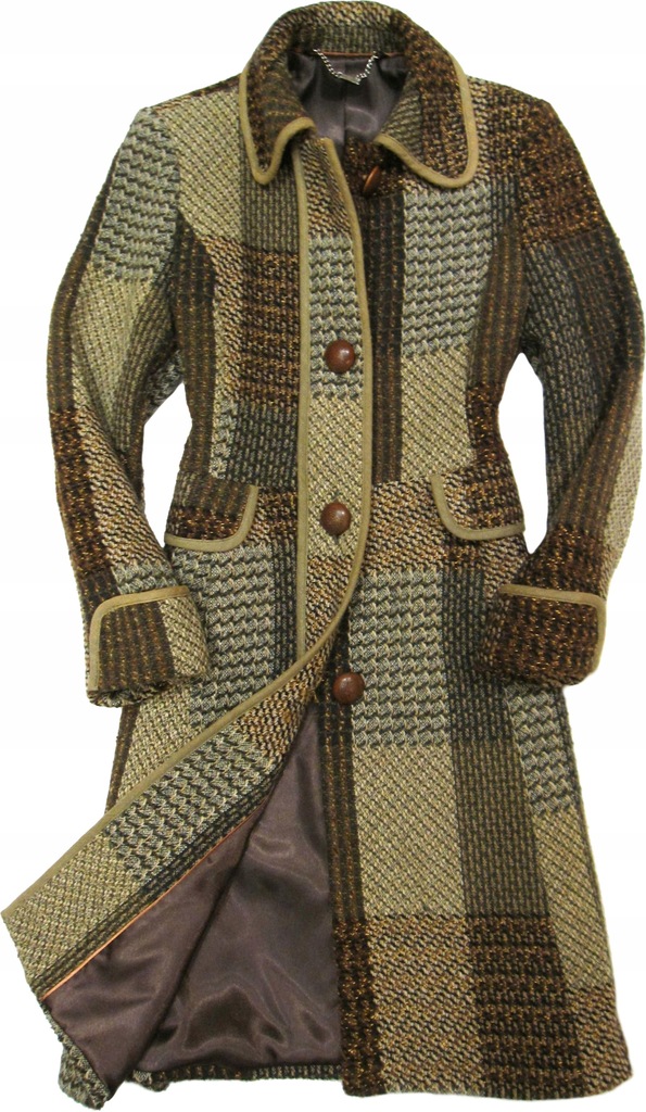 NEXT wełniany płaszcz melanż patchwork * 44