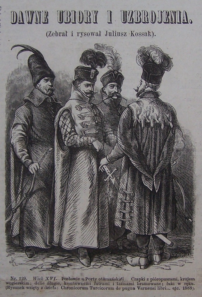 SZLACHTA, STRÓJ SARMACKI, grafika KOSSAK XIX w.