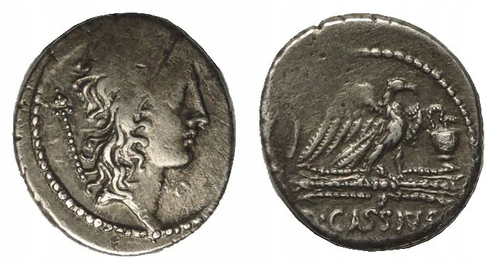 Q. CASSIUS LONGINUS -PIĘKNY DENAR Cr. 428/3 -BCM!