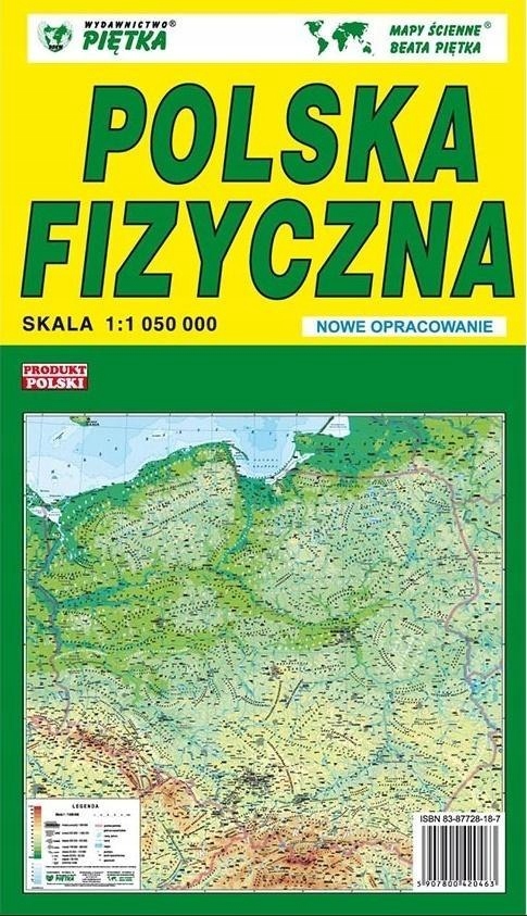 Polska 1:1 050 000 mapa fizyczna PIĘTKA