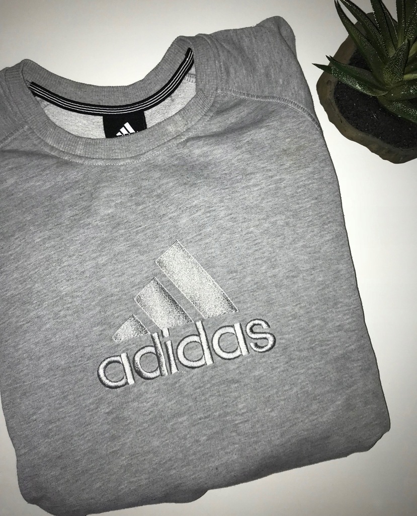 Adidas bluza szara wkładana bez kaptura napis logo