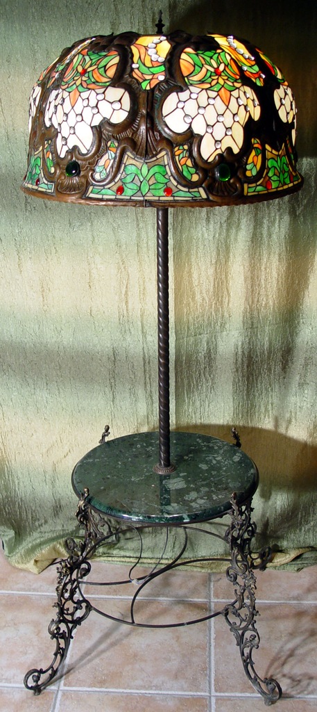 Lampa ze stolikiem Autorskie Dzieło Marmur Tiffany