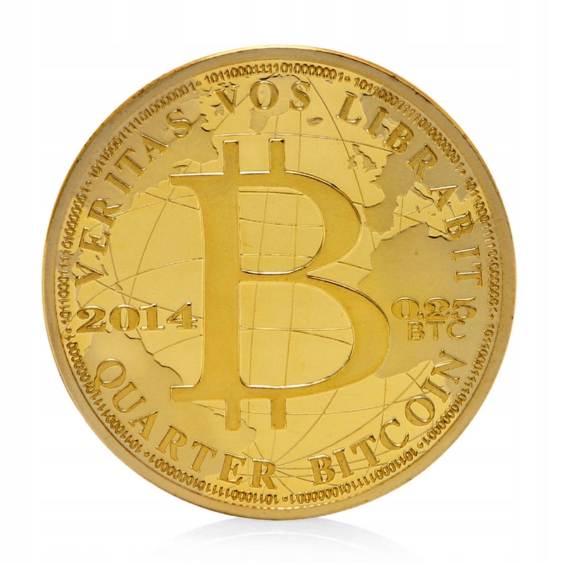 Bitcoin BTC złota moneta GOLD QUARTER + kapsel