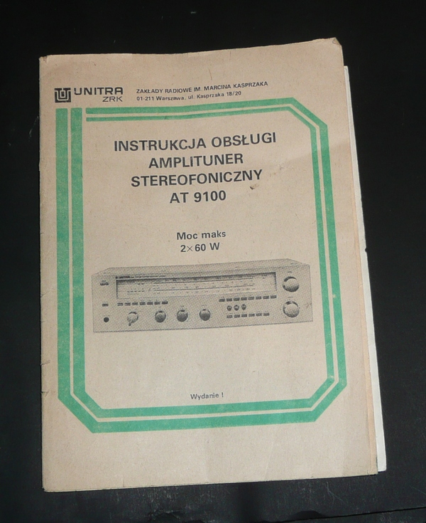 Amplituner stereufoniczny AT 9100 schemat unitra 