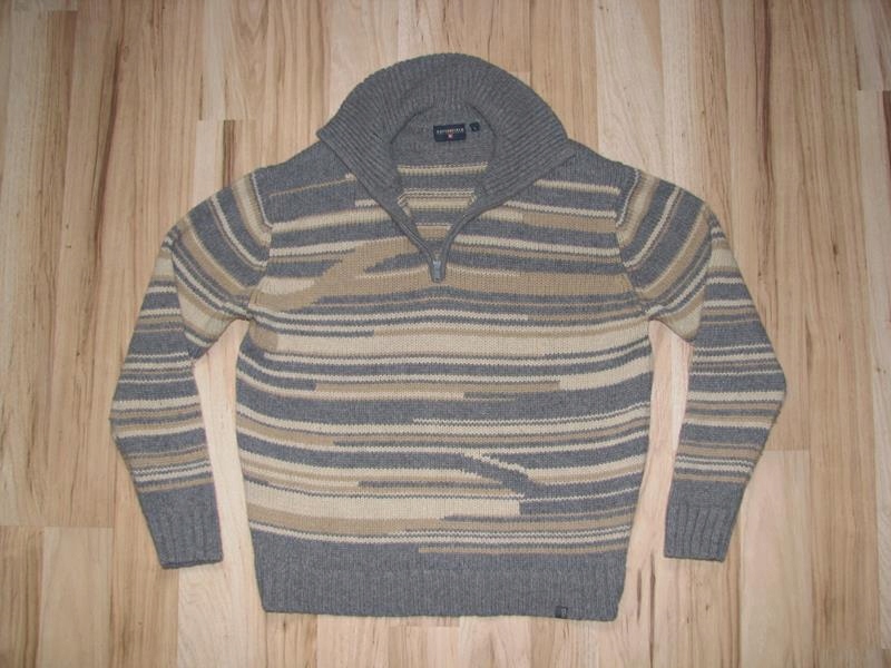 COTTONFIELD Sweter beżowo-szary 80% wełna XL BDB