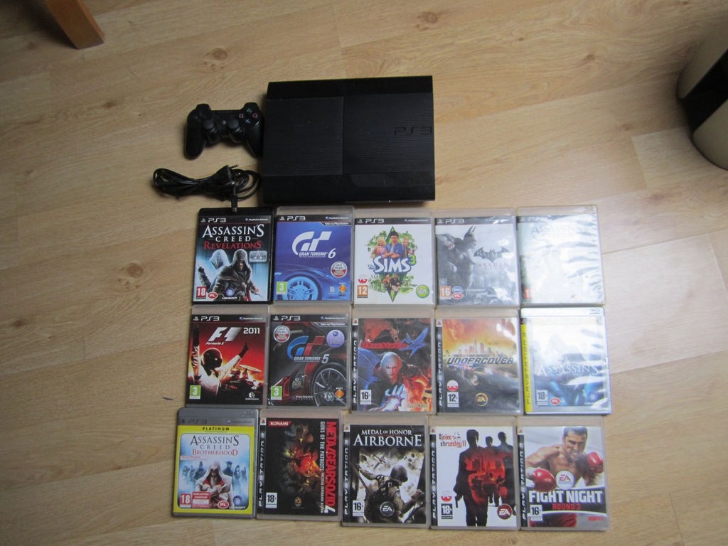 Ps3 Super Slim 12Gb Plomba Pad Okablowanie 15Gier