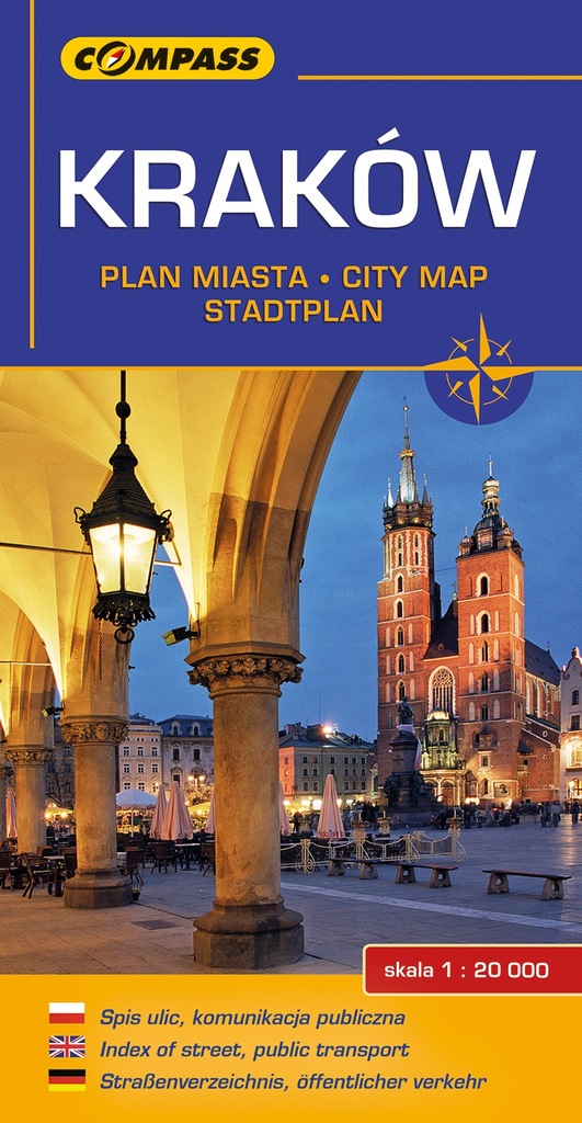 KRAKÓW mapa plan miasta 1:10000 ulice zabytki 2017