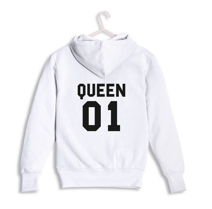 BLUZA damska Z KAPTUREM QUEEN 01 biała blogerska