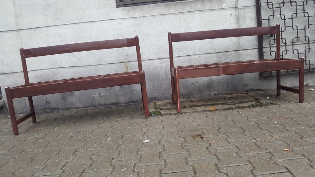 Stara drewniana ława z pojemnikiem 2 sztuki