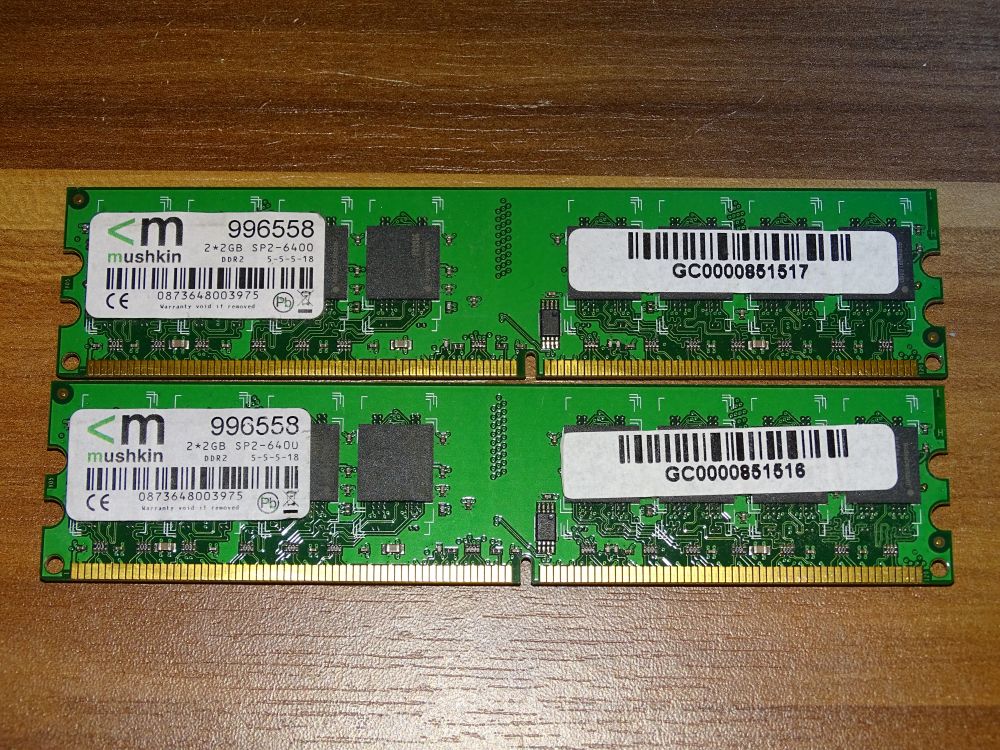 MUSHKIN 4GB (2x2GB dual channel) 800MHz.