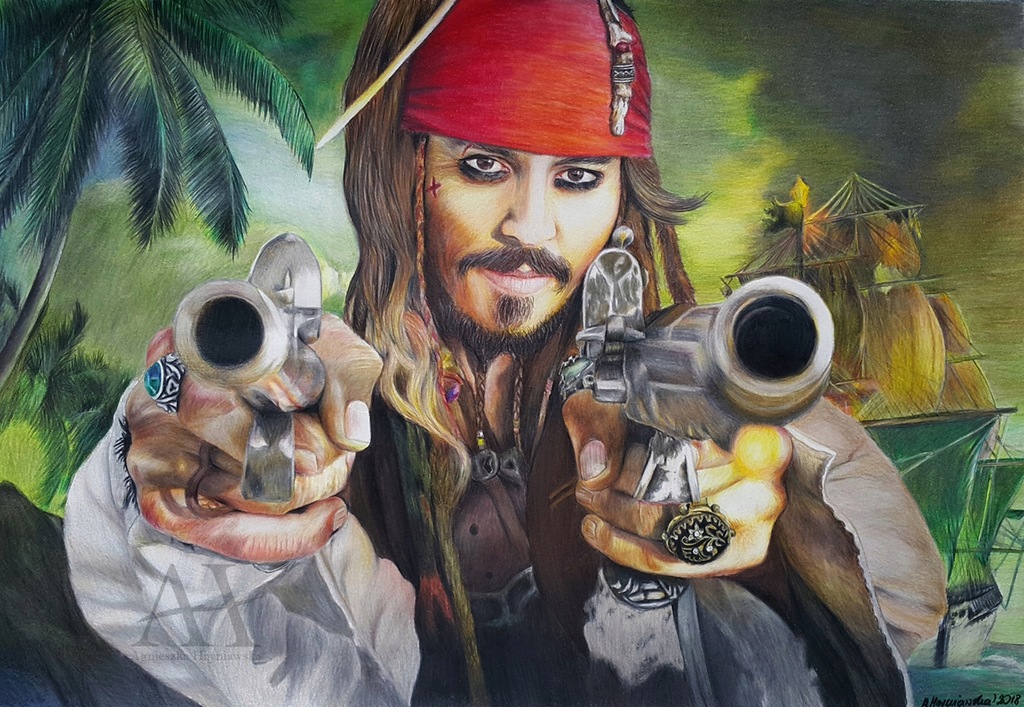 JACK SPARROW / Rysunek kredkami / A3