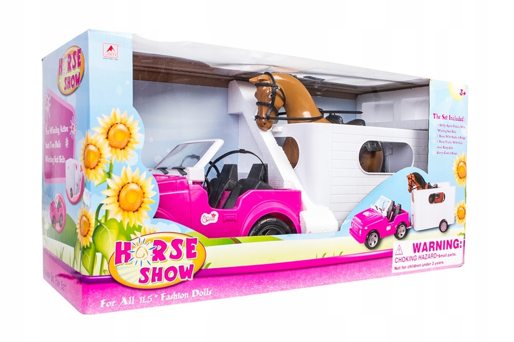 AUTO SAMOCHÓD + KOŃ Z PRZYCZEPĄ DLA LALEK BARBIE 7463930442