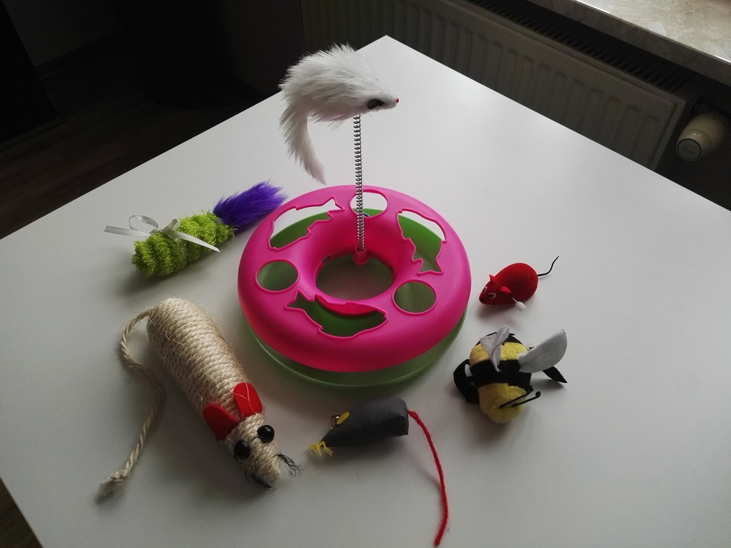 Zabawki dla kota, tor z piłką i myszą, myszy