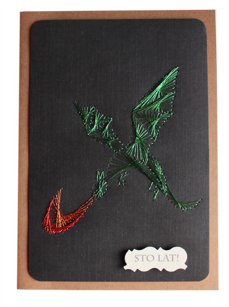 KARTKA URODZINOWA RĘCZNIE ROBIONA SMOK HAND MADE