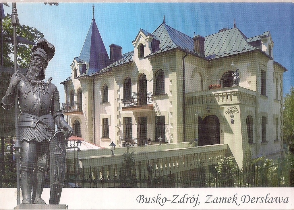 pocztówka BUSKO ZDRÓJ Zamek Dersława i rycerz