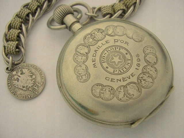 MEDALOWY zegarek kieszonkowy ROSKOPF 1896 dewizka
