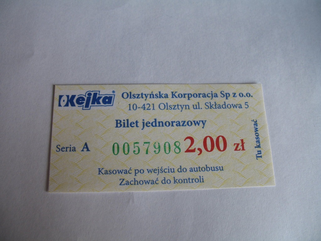 Bilet Olsztyn Okejka 2,00