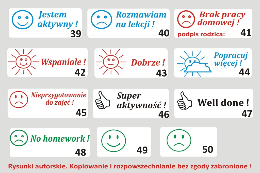 Pieczątki Dla Klas 1 3 PIECZĄTKI PIECZĄTKA dla nauczycieli szkoła oceny - 7365808716