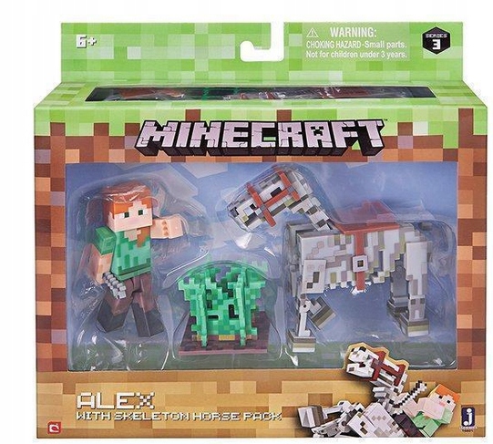 MINECRAFT ZESTAW FIGURKA ALEX KOŃ SZKIELETOR MOJAN