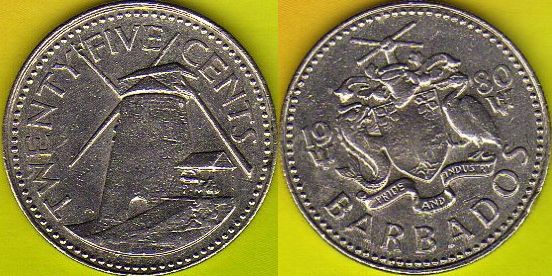 Barbados 25 Cents 1980 r.