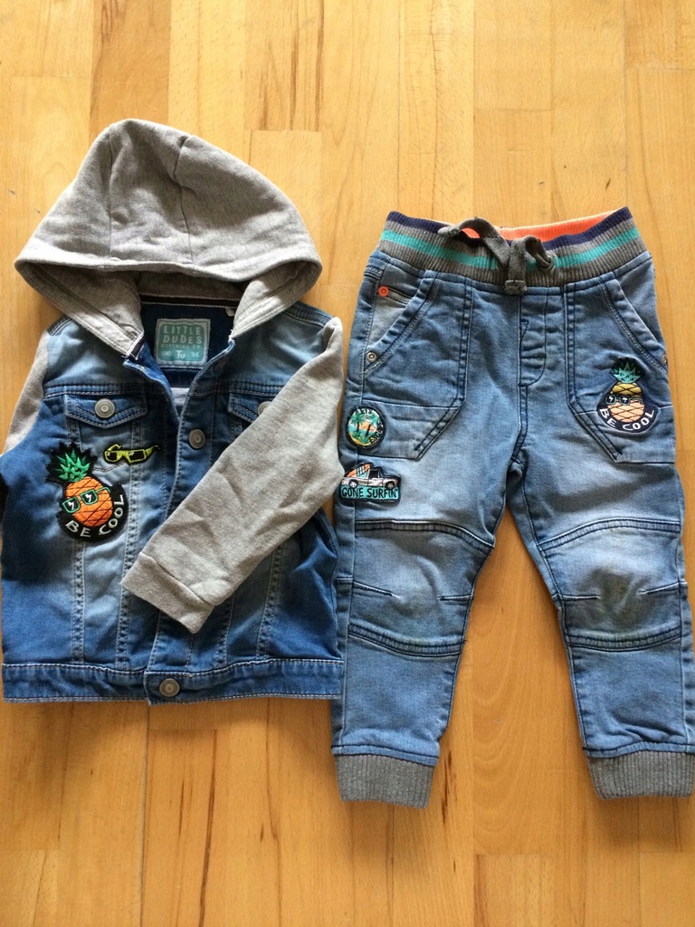 Komplet jeansowy kurtka i spodnie TU 86-92cm