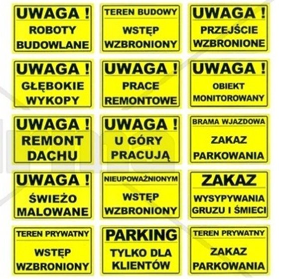 TABLICA TABLICZKA OSTRZEGAWCZA PCV UWAGA NAPIS BHP