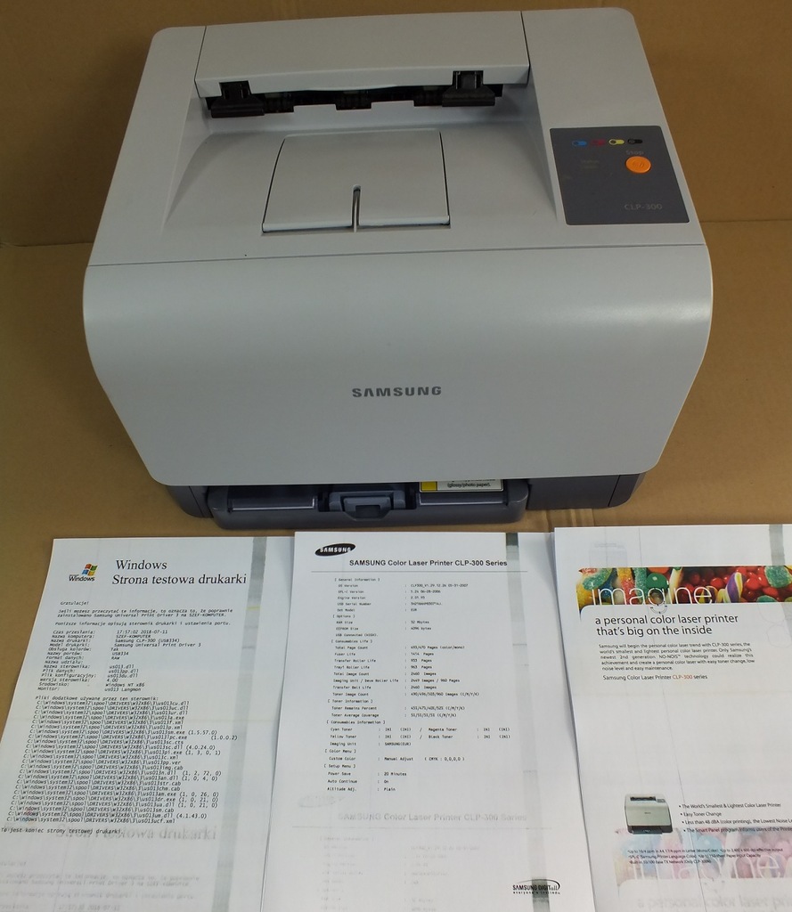 SAMSUNG CLP-300 tonery kable 963wydr brudzi wydruk