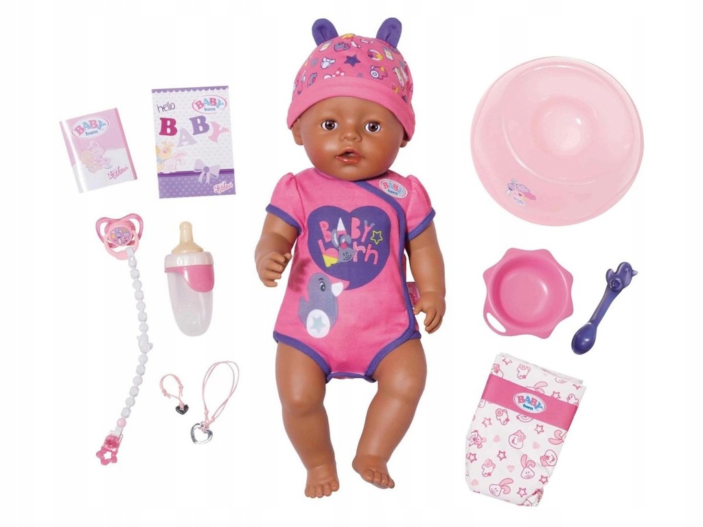 LALKA BABY BORN miękka MURZYNKA + 11 AKCESORIÓW