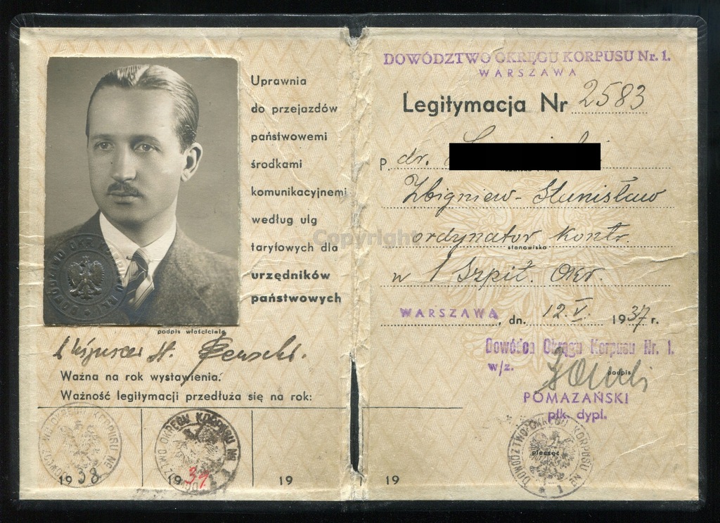 Legitymacja DOK I lekarz wojskowy znana postać