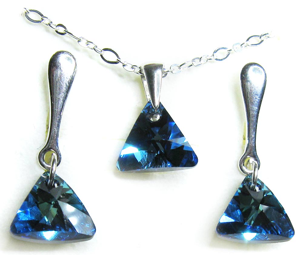 komplet KLIPSY kryształy SWAROVSKI Bermuda Blue