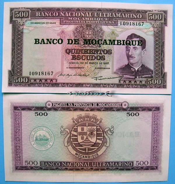 MOZAMBIK 500 ESCUDOS 1967 UNC !!!