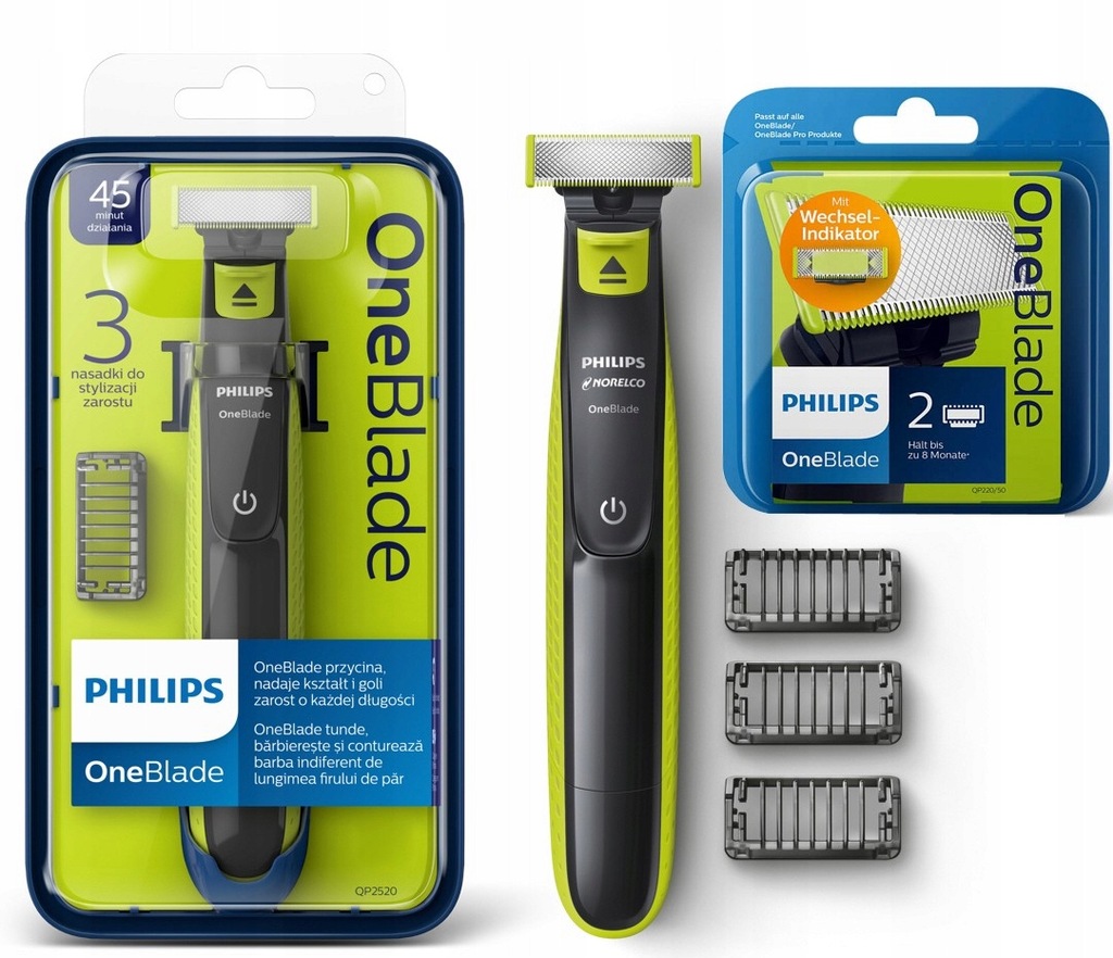 GOLARKA PHILIPS ONE BLADE QP-2520 + 2 OSTRZA QP220