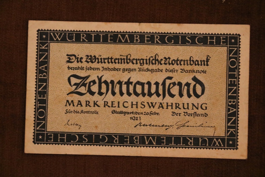 Niemcy Stuttgart 10000 marek 1923 rok RZADKIE!!!
