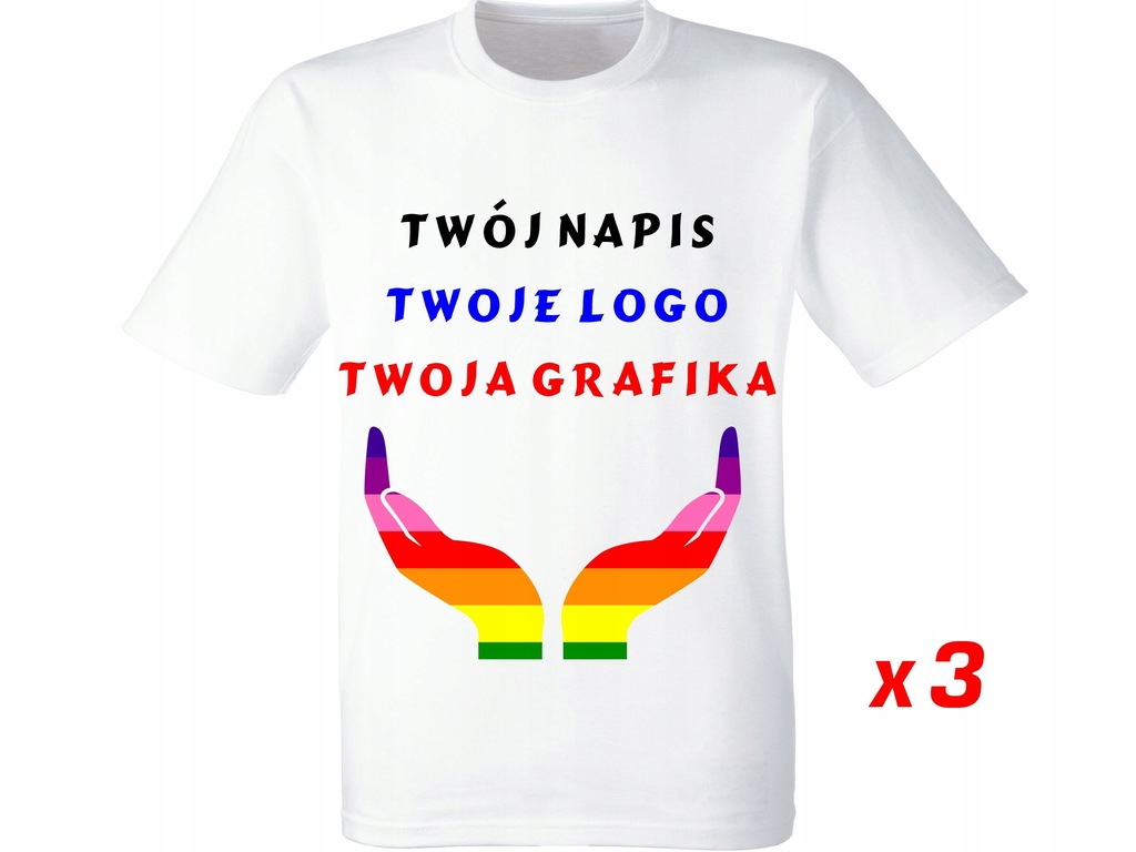 3x Koszulki Nadruk Grafika Logo Reklama 15x15
