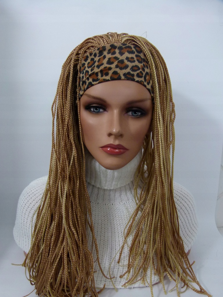 Peruka , warkoczyki na opasce, blond mix , długie